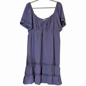 Boho Dress Womens XXL Purple Tiered Lace Lined Cottagecore Festival Peasant